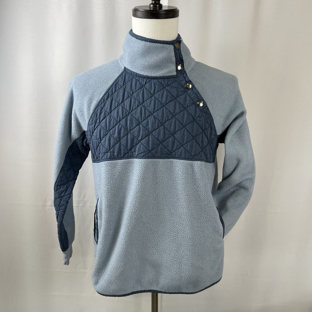 Abercrombie and Fitch Jacket Womens Small Blue Sherpa Snap Up Pullover